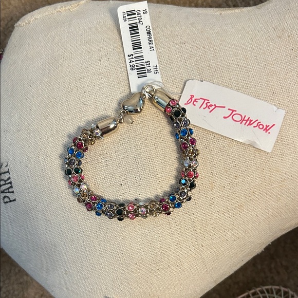 Betsey Johnson Blue Pink Black Beaded Necklace and Bracelet Set - Picture 3 of 4